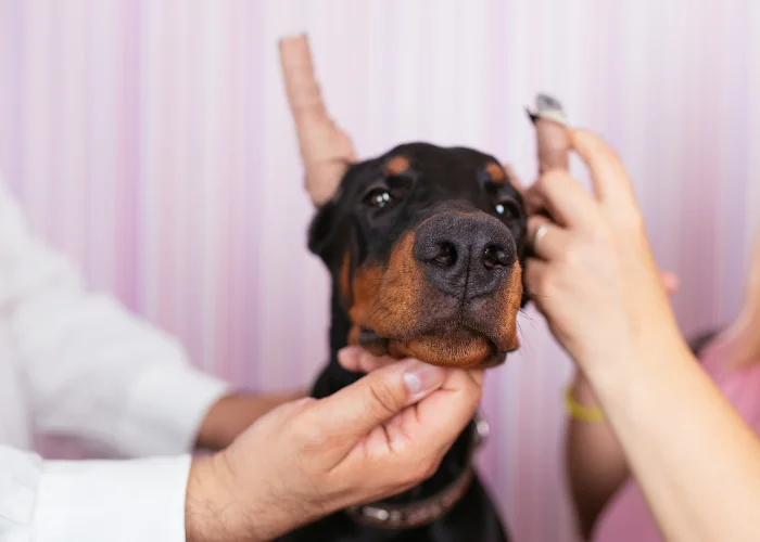 doberman being cropped