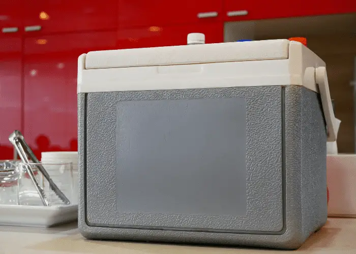 cooler box on a kitchen bench