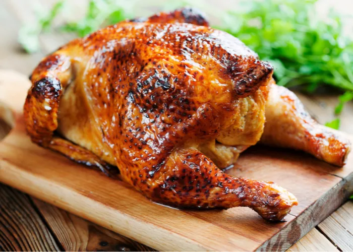 roasted chicken on the table