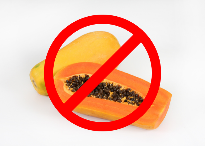 papaya with prohibited sign