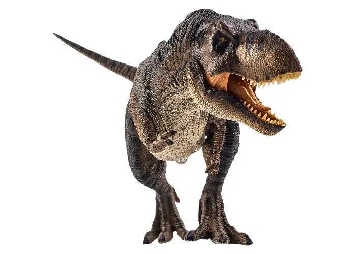 T-rex dinosaur walking on white background