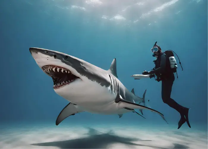 shark interaction with human image