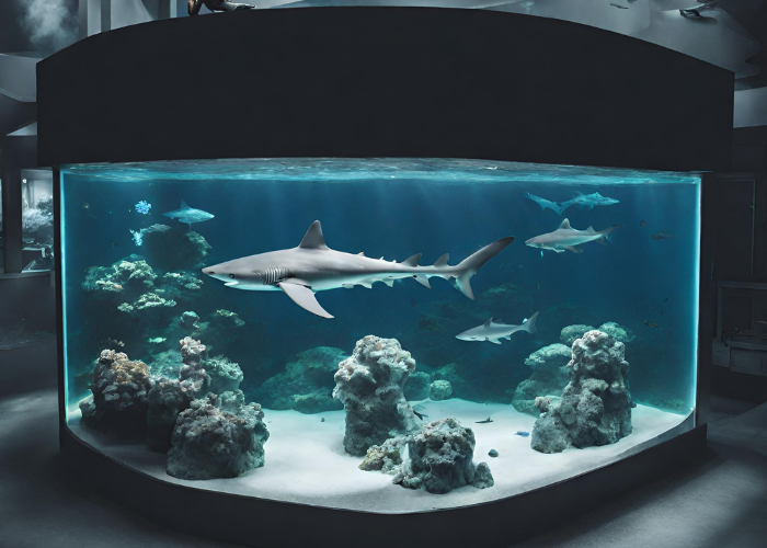 shark in a big aquarium image