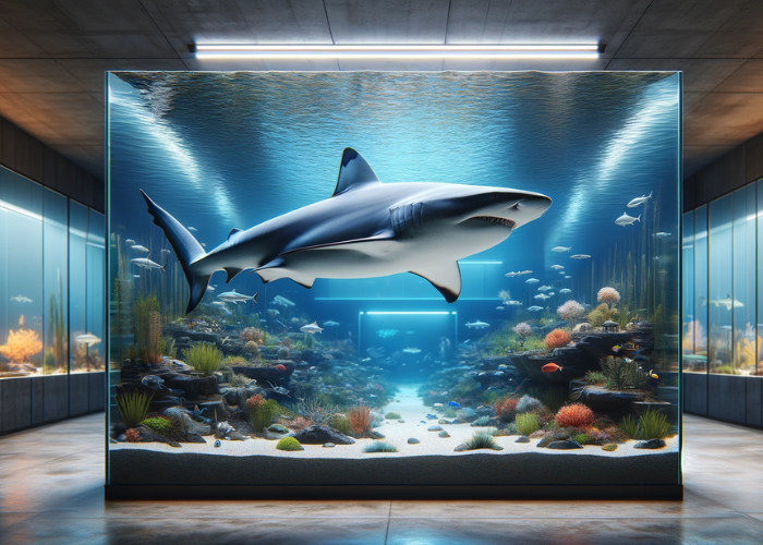 shark in a serene, carefully maintained aquatic environment