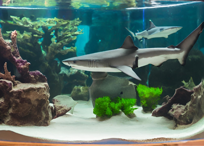 sharks in an aquarium